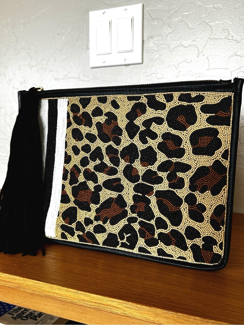 Sam Edelman beaded leopard clutch